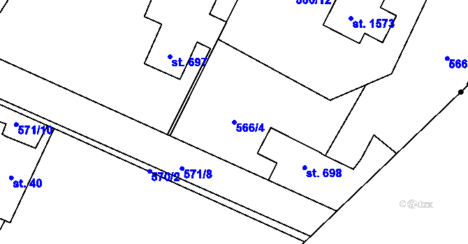 Parcela st. 566/4 v KÚ Michálkovice, Katastrální mapa