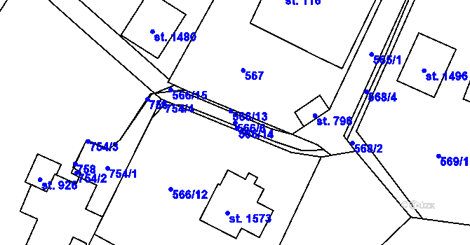 Parcela st. 566/6 v KÚ Michálkovice, Katastrální mapa