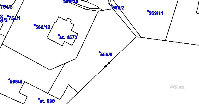 Parcela st. 566/9 v KÚ Michálkovice, Katastrální mapa
