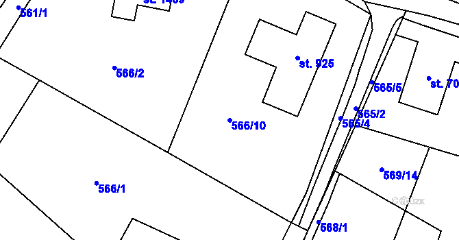 Parcela st. 566/10 v KÚ Michálkovice, Katastrální mapa