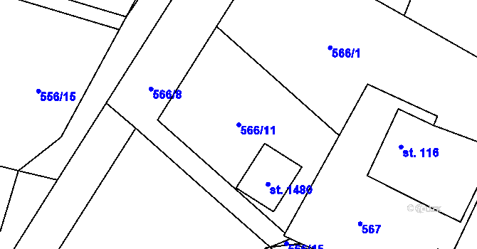 Parcela st. 566/11 v KÚ Michálkovice, Katastrální mapa