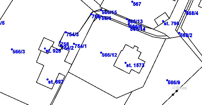 Parcela st. 566/12 v KÚ Michálkovice, Katastrální mapa