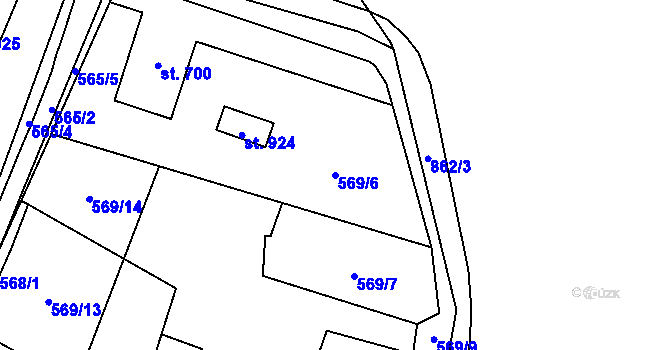 Parcela st. 569/6 v KÚ Michálkovice, Katastrální mapa