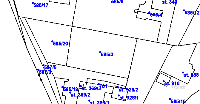 Parcela st. 585/3 v KÚ Michálkovice, Katastrální mapa
