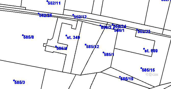 Parcela st. 585/12 v KÚ Michálkovice, Katastrální mapa