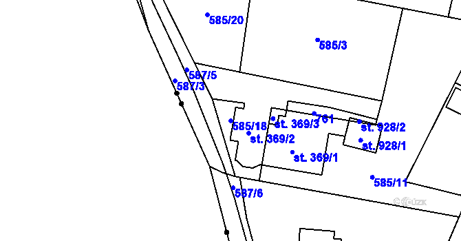 Parcela st. 585/18 v KÚ Michálkovice, Katastrální mapa