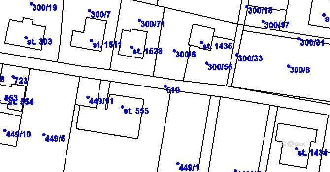 Parcela st. 610 v KÚ Michálkovice, Katastrální mapa