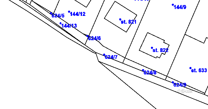 Parcela st. 624/7 v KÚ Michálkovice, Katastrální mapa