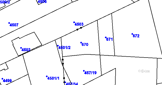 Parcela st. 670 v KÚ Michálkovice, Katastrální mapa