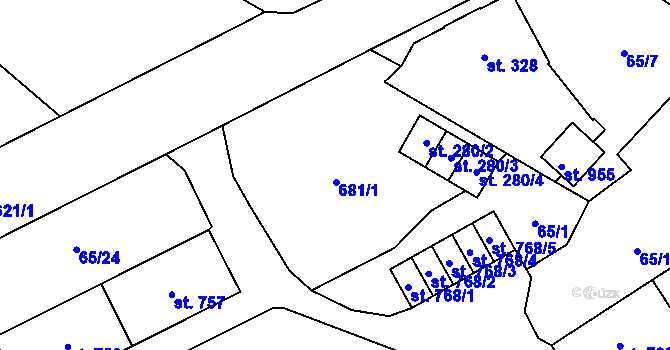 Parcela st. 681 v KÚ Michálkovice, Katastrální mapa