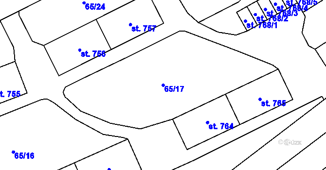 Parcela st. 65/17 v KÚ Michálkovice, Katastrální mapa