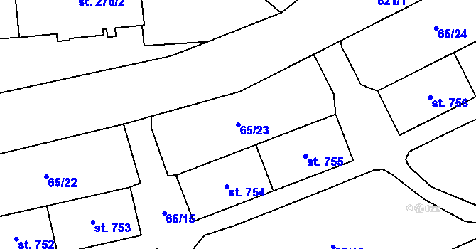 Parcela st. 65/23 v KÚ Michálkovice, Katastrální mapa