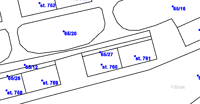 Parcela st. 65/27 v KÚ Michálkovice, Katastrální mapa