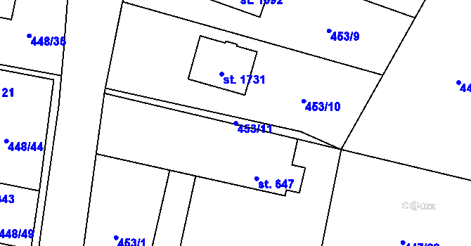 Parcela st. 453/11 v KÚ Michálkovice, Katastrální mapa
