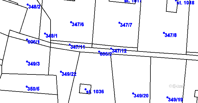 Parcela st. 606/2 v KÚ Michálkovice, Katastrální mapa