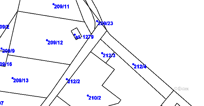 Parcela st. 212/3 v KÚ Michálkovice, Katastrální mapa
