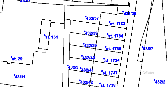Parcela st. 432/39 v KÚ Michálkovice, Katastrální mapa
