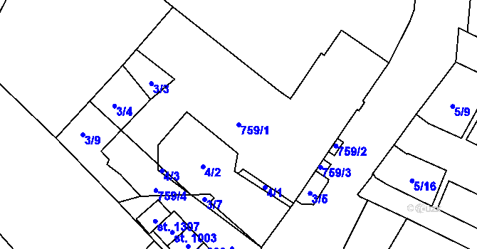 Parcela st. 759/1 v KÚ Michálkovice, Katastrální mapa