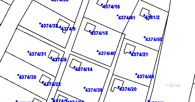Parcela st. 4374/40 v KÚ Slezská Ostrava, Katastrální mapa