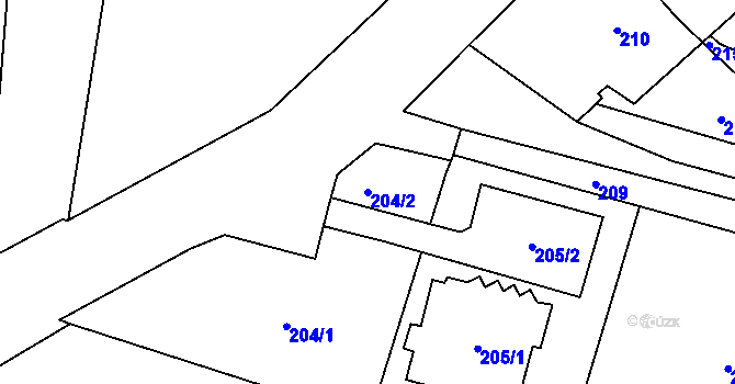 Parcela st. 204/2 v KÚ Slezská Ostrava, Katastrální mapa