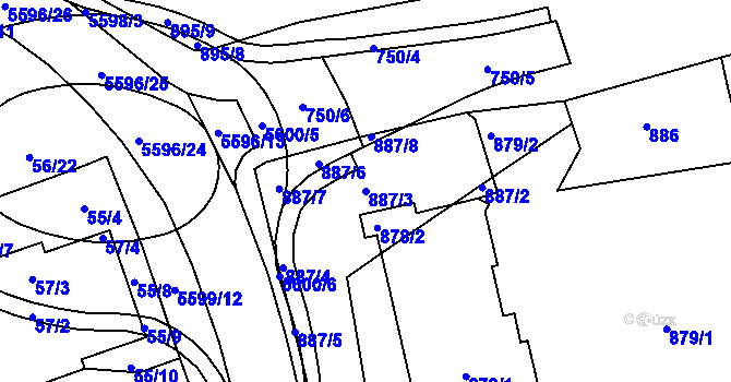 Parcela st. 887/3 v KÚ Slezská Ostrava, Katastrální mapa
