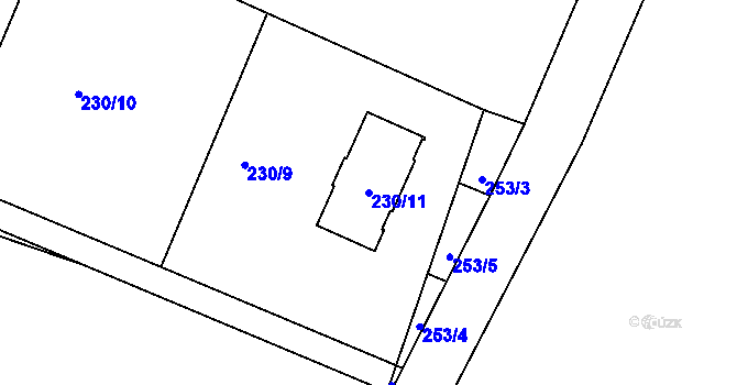 Parcela st. 230/11 v KÚ Slezská Ostrava, Katastrální mapa