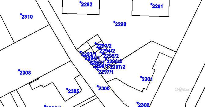 Parcela st. 2295/2 v KÚ Slezská Ostrava, Katastrální mapa
