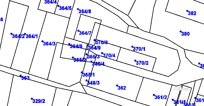 Parcela st. 370/4 v KÚ Slezská Ostrava, Katastrální mapa