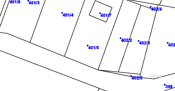 Parcela st. 401/5 v KÚ Slezská Ostrava, Katastrální mapa