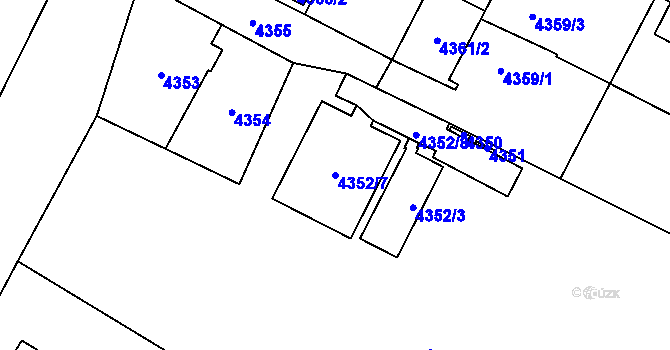 Parcela st. 4352/7 v KÚ Slezská Ostrava, Katastrální mapa