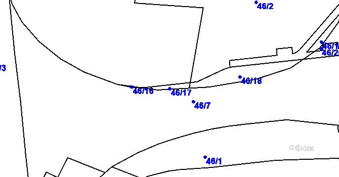 Parcela st. 46/17 v KÚ Slezská Ostrava, Katastrální mapa
