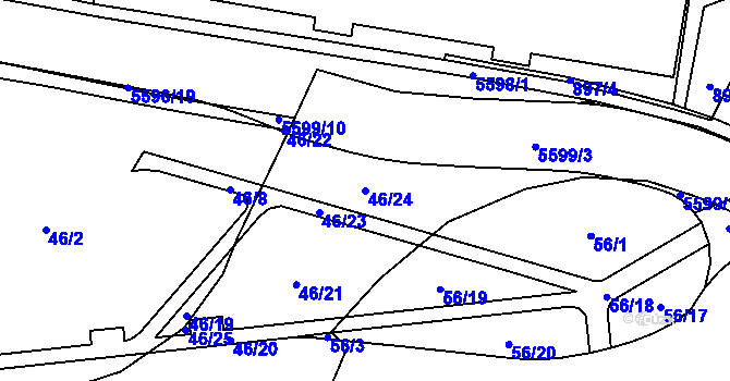 Parcela st. 46/24 v KÚ Slezská Ostrava, Katastrální mapa