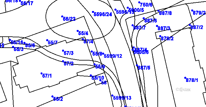 Parcela st. 5599/12 v KÚ Slezská Ostrava, Katastrální mapa