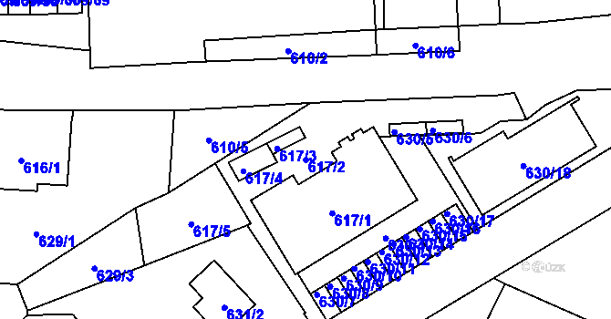 Parcela st. 617/2 v KÚ Slezská Ostrava, Katastrální mapa