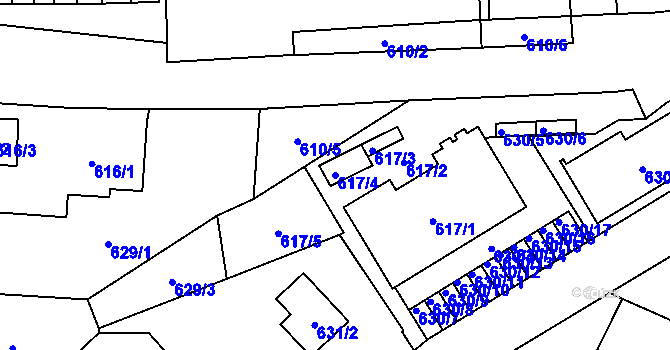 Parcela st. 617/4 v KÚ Slezská Ostrava, Katastrální mapa