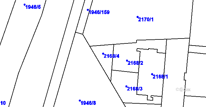 Parcela st. 2168/4 v KÚ Slezská Ostrava, Katastrální mapa