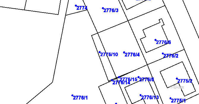 Parcela st. 2776/10 v KÚ Slezská Ostrava, Katastrální mapa