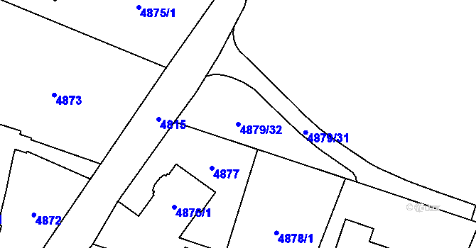 Parcela st. 4879/32 v KÚ Slezská Ostrava, Katastrální mapa