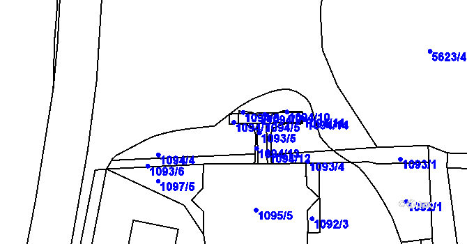 Parcela st. 1094/7 v KÚ Slezská Ostrava, Katastrální mapa