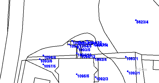 Parcela st. 1094/9 v KÚ Slezská Ostrava, Katastrální mapa