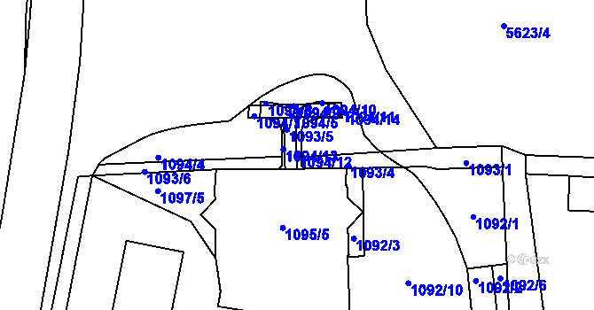 Parcela st. 1094/12 v KÚ Slezská Ostrava, Katastrální mapa