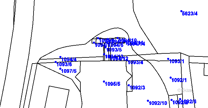 Parcela st. 1094/13 v KÚ Slezská Ostrava, Katastrální mapa