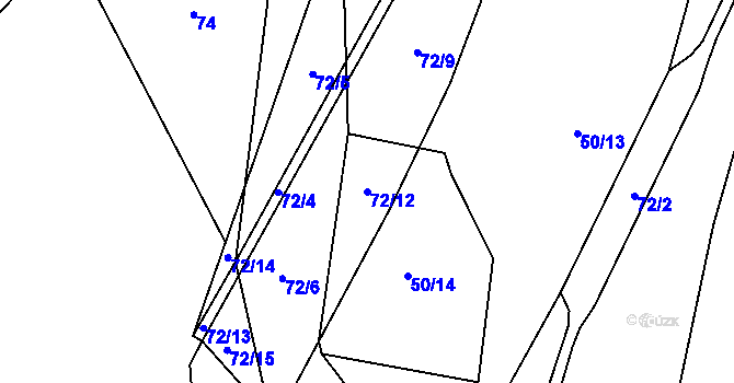 Parcela st. 72/12 v KÚ Slezská Ostrava, Katastrální mapa