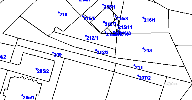 Parcela st. 212/2 v KÚ Slezská Ostrava, Katastrální mapa