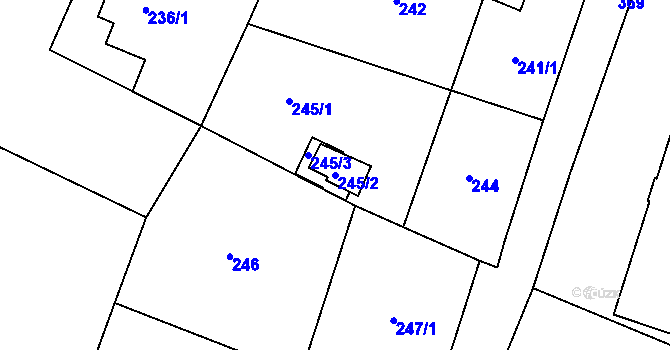 Parcela st. 245/2 v KÚ Slezská Ostrava, Katastrální mapa