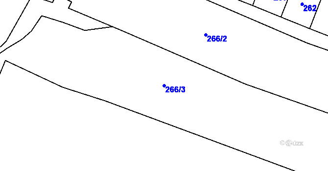 Parcela st. 266/3 v KÚ Slezská Ostrava, Katastrální mapa