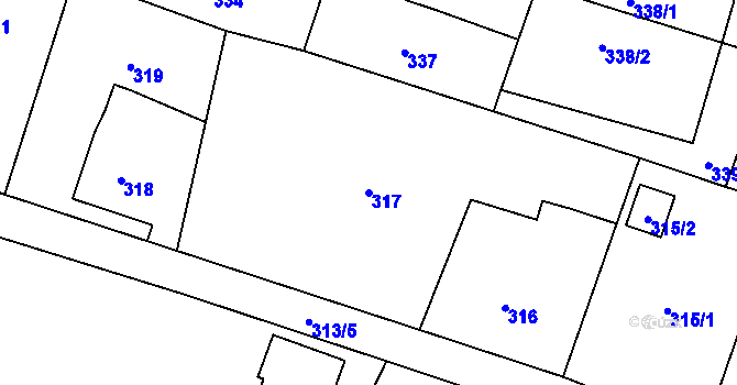 Parcela st. 317 v KÚ Slezská Ostrava, Katastrální mapa