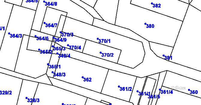 Parcela st. 370/2 v KÚ Slezská Ostrava, Katastrální mapa