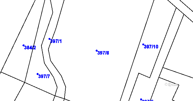 Parcela st. 397/8 v KÚ Slezská Ostrava, Katastrální mapa