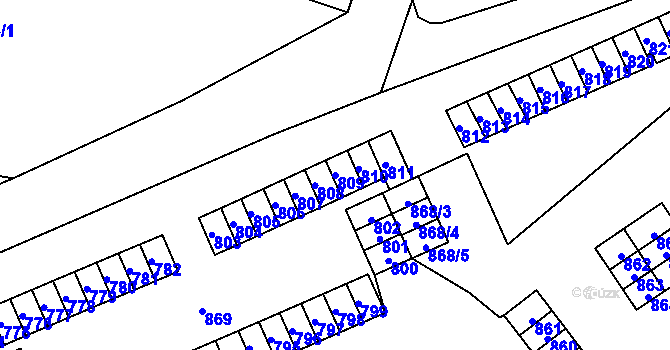 Parcela st. 809 v KÚ Slezská Ostrava, Katastrální mapa